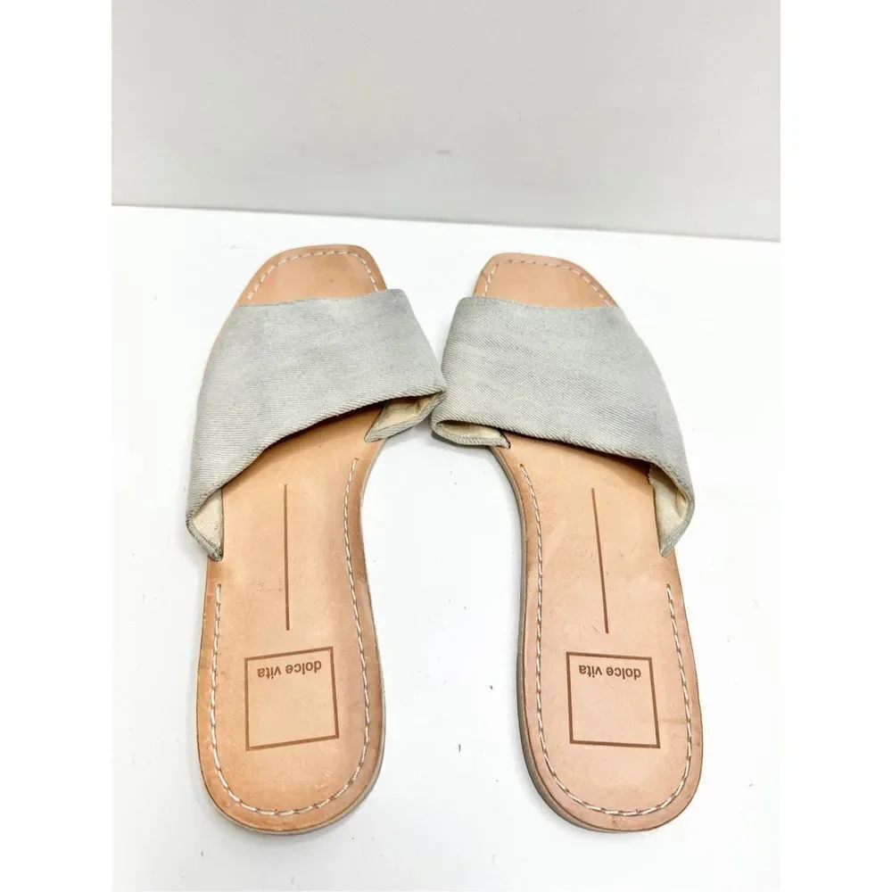 Dolce Vita Sandals Womens Size 8‎ Blue Denim Slip On Slides Open Toe